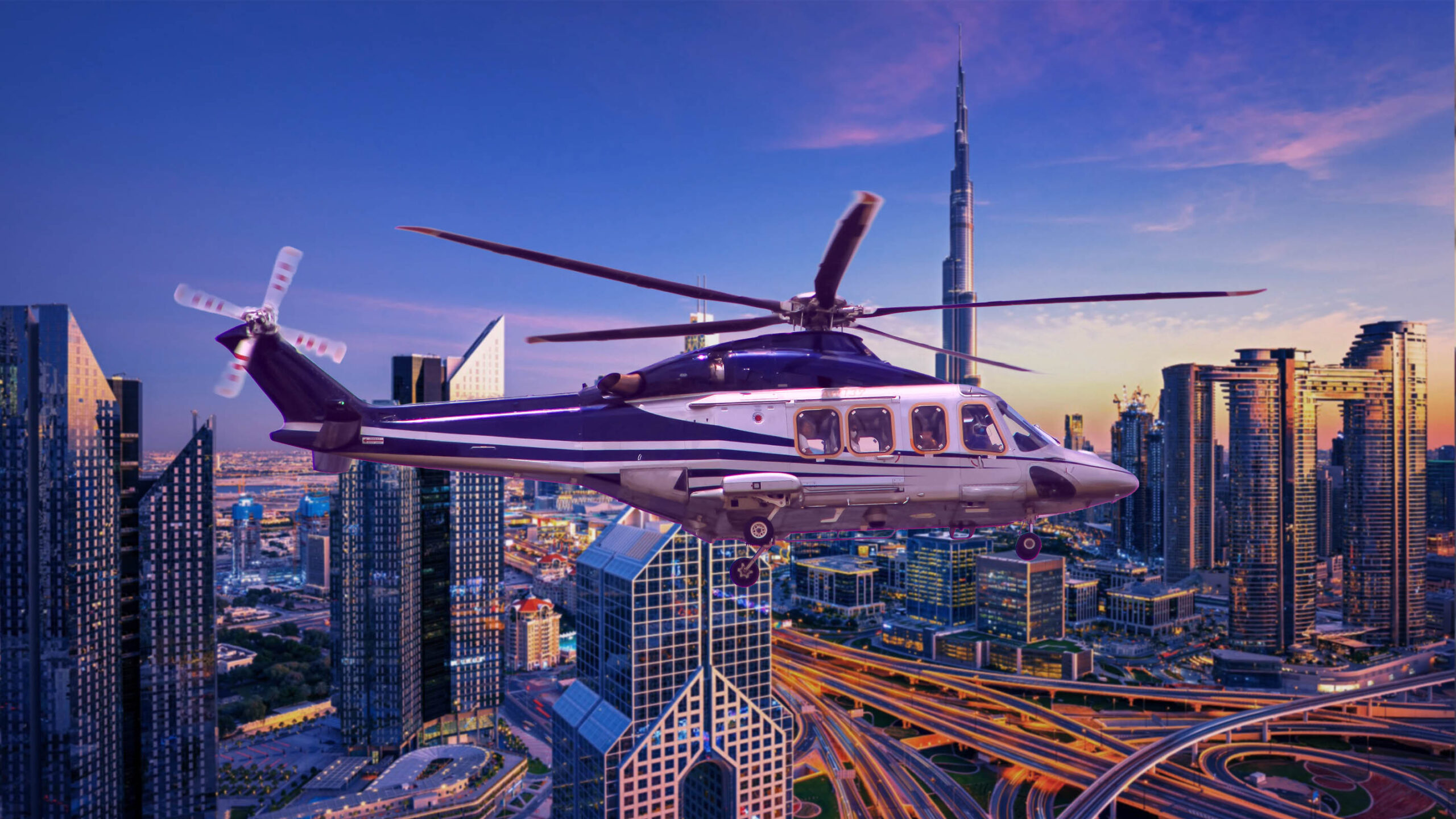 Helicopter Flying over UAE Helicopter Flying over UAE